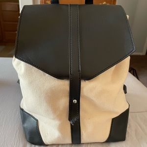 🎒 DEUX LUX Canvas and Vegan leather mini backpack NWOT Natural/Black